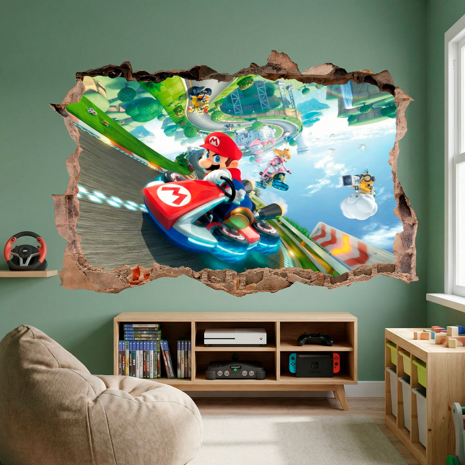 Stickers for Kids: Wall Hole Mario Kart