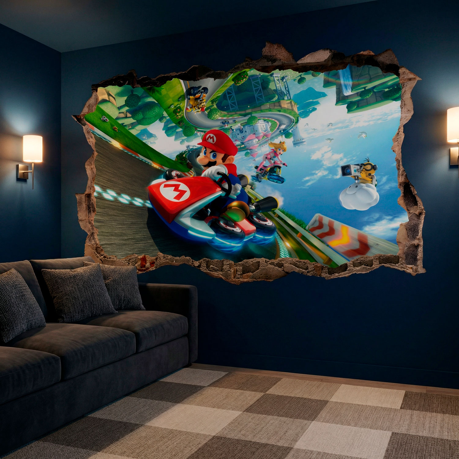 Stickers for Kids: Wall Hole Mario Kart