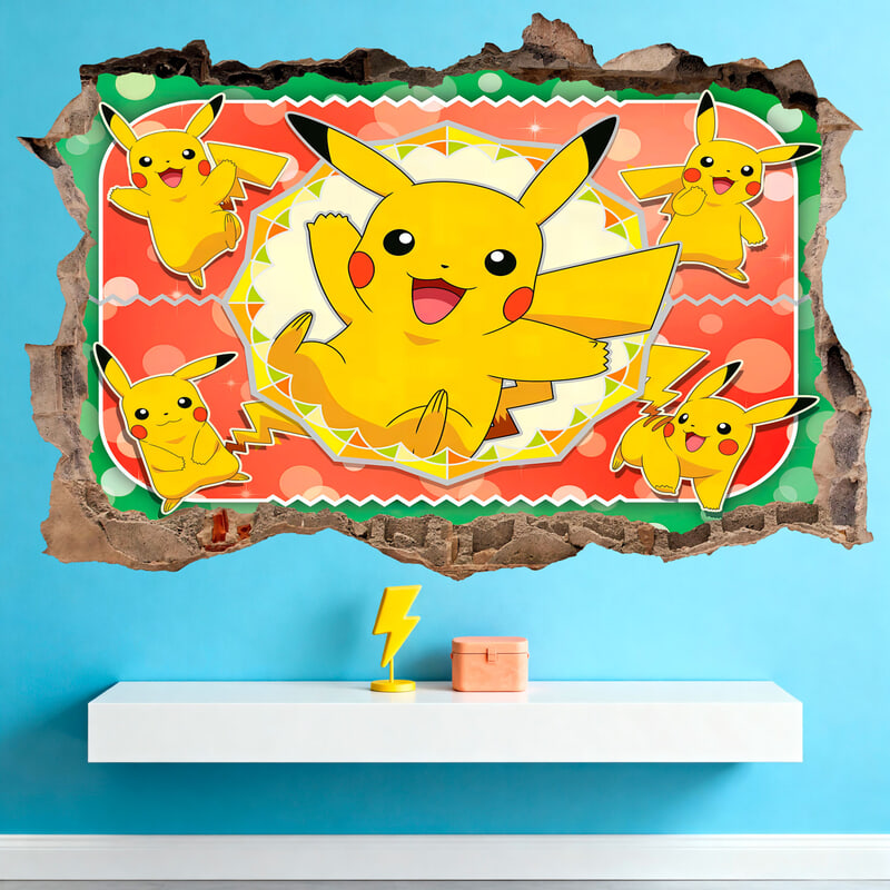 Stickers for Kids: Wall Hole Pikachu Pokémon