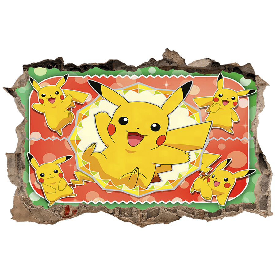 Stickers for Kids: Wall Hole Pikachu Pokémon