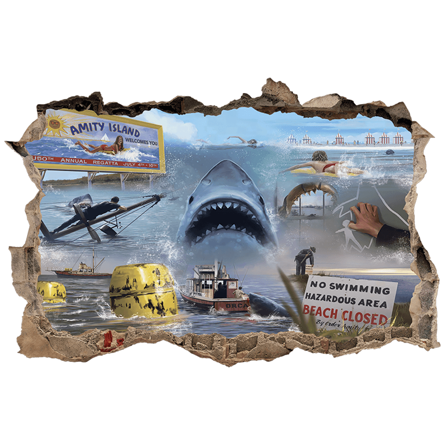 Wall Stickers: Wall Hole Jaws Shark