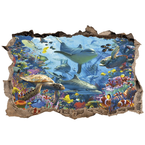 Wall Stickers: Trou dans le mur Monde Marin
