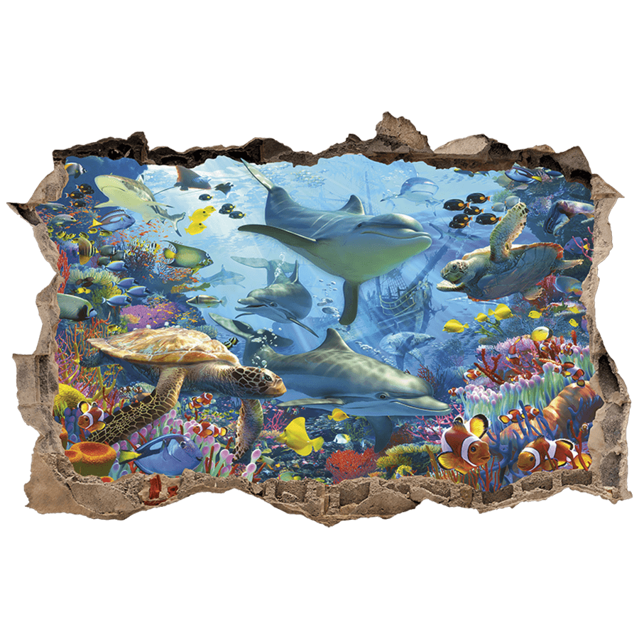 Wall Stickers: Wall Hole Marine World