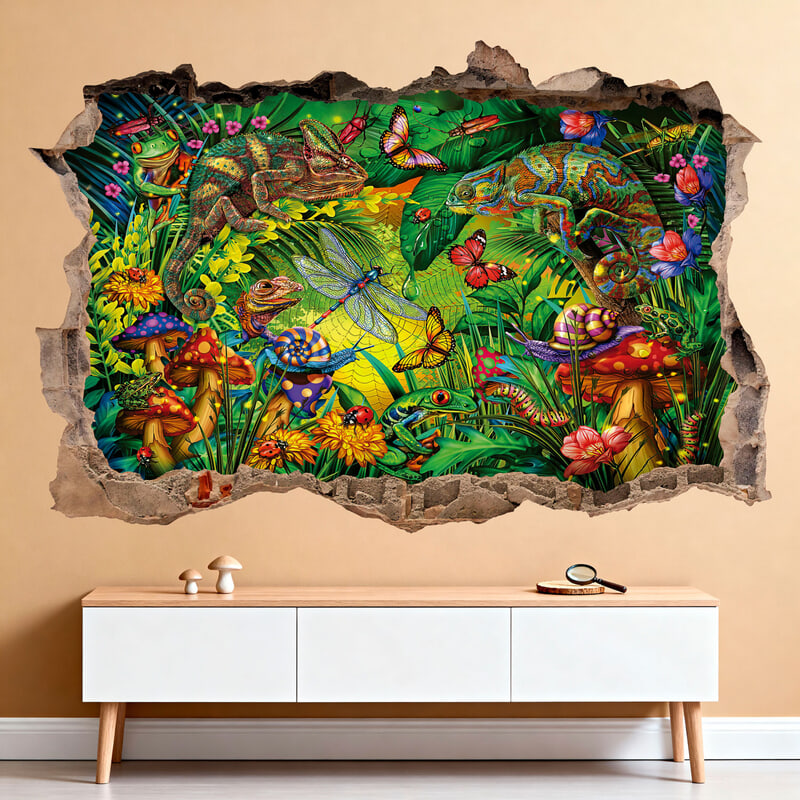Wall Stickers: Wall Hole Chameleons in the Jungle