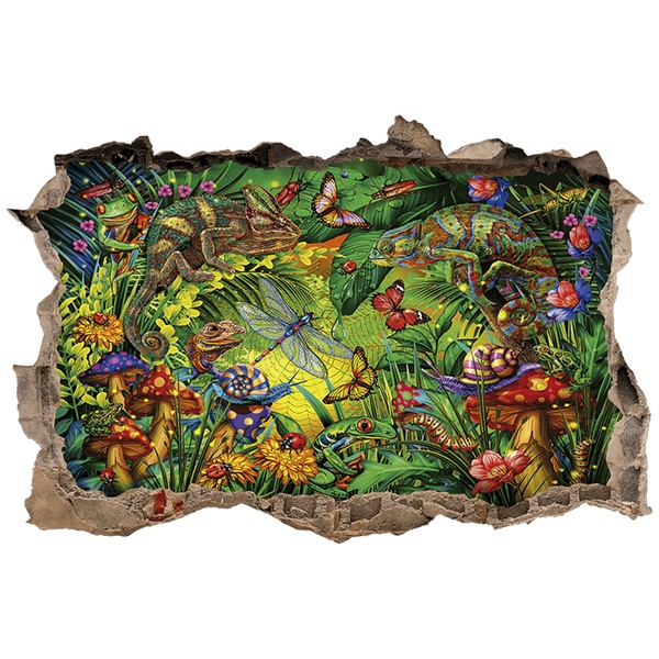 Wall Stickers: Wall Hole Chameleons in the Jungle
