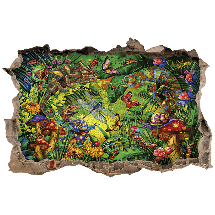 Wall Stickers: Wall Hole Chameleons in the Jungle