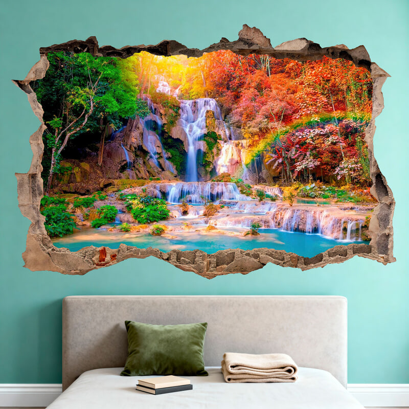 Wall Stickers: Wall Hole Tropical Waterfall