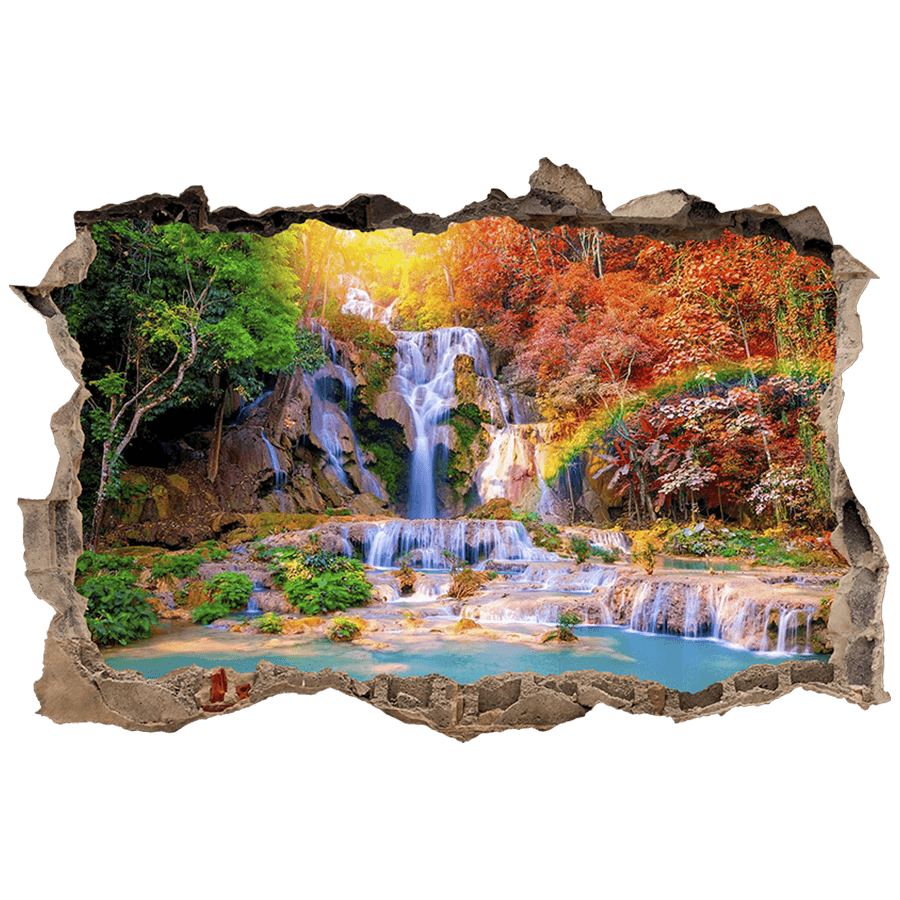 Wall Stickers: Wall Hole Tropical Waterfall