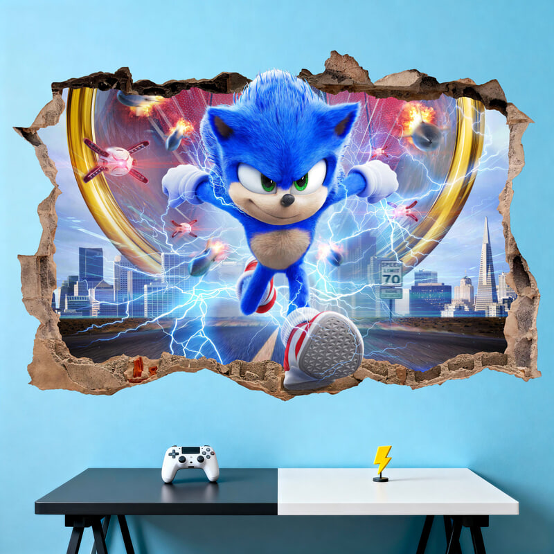 Wall Stickers: Wall Hole Sonic