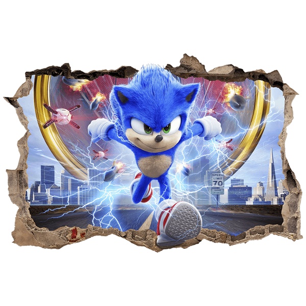 Wall Stickers: Wall Hole Sonic