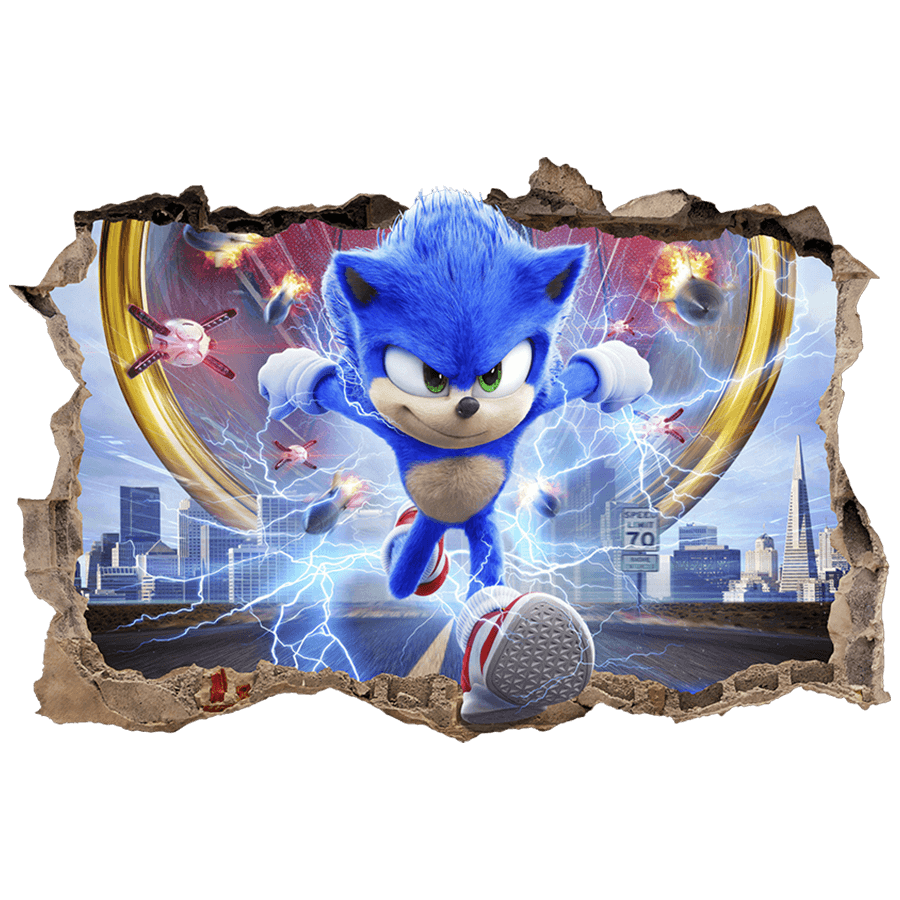 Wall Stickers: Wall Hole Sonic