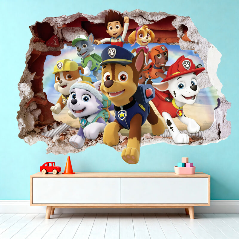 Stickers for Kids: Wall Hole Paw Patrol to the Rescue