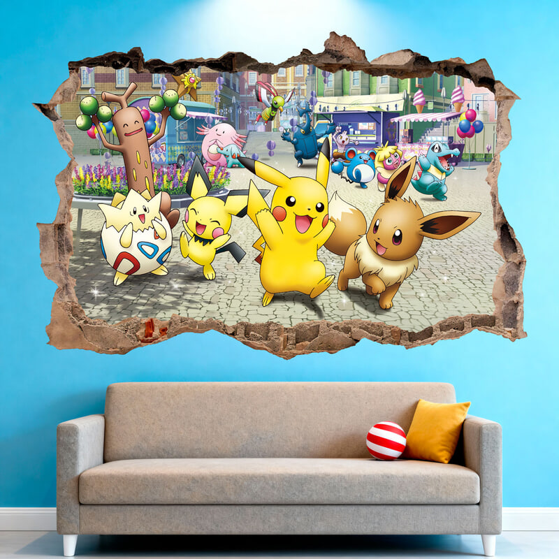 Stickers for Kids: Wall Hole Pikachu and Pokémon Friends