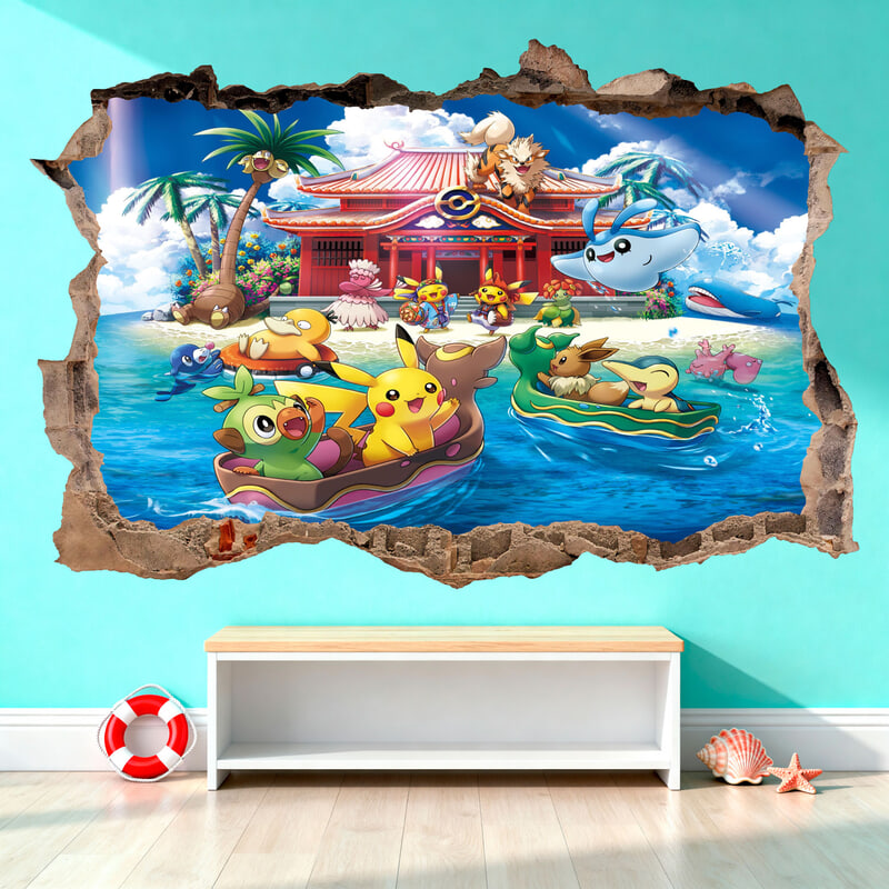 Stickers for Kids: Wall Hole Pokémon Beach