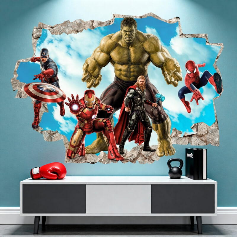 Stickers for Kids: Wall Hole Marvel Avengers Superheroes
