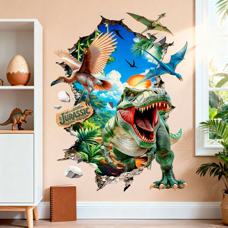 Stickers for Kids: Wall Hole Dinosaurs Jurassic World Vertical