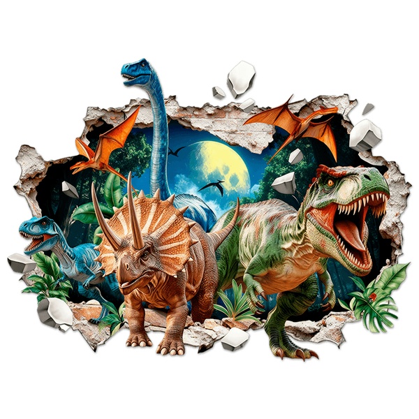 Stickers for Kids: Wall Hole Dinosaurs T-Rex Triceratops and Pterosau