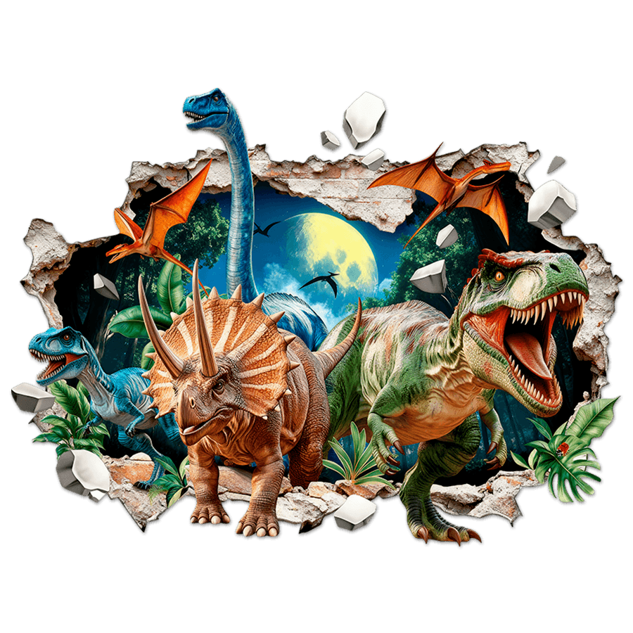 Stickers for Kids: Wall Hole Dinosaurs T-Rex Triceratops and Pterosau