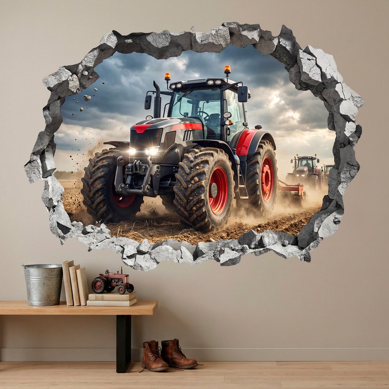 Wall Stickers: Wall Hole Farm Tractor