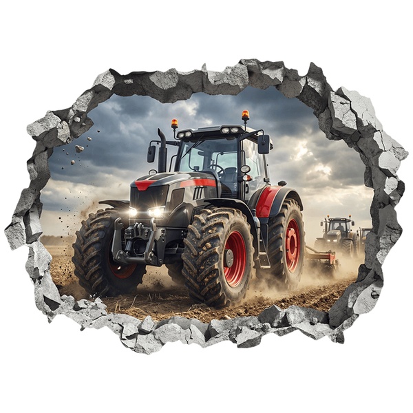 Wall Stickers: Wall Hole Farm Tractor