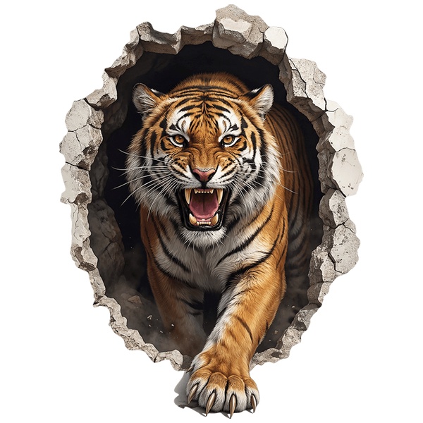 Wall Stickers: Wall Hole Wild Tiger