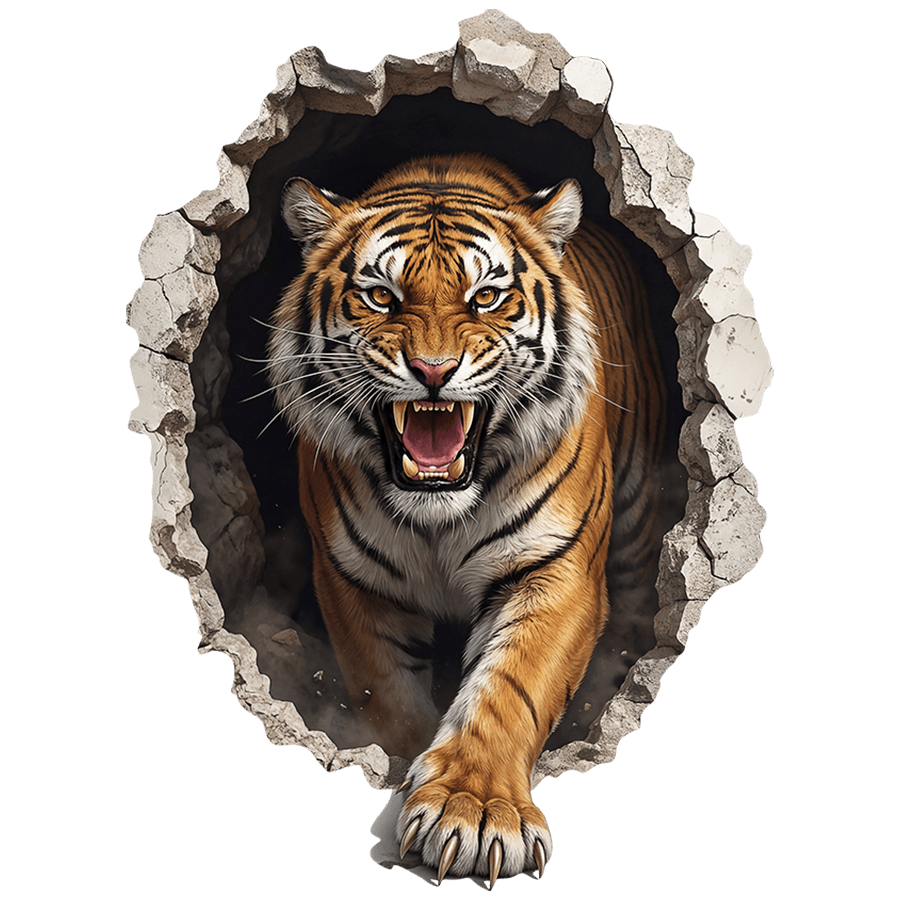 Wall Stickers: Wall Hole Wild Tiger