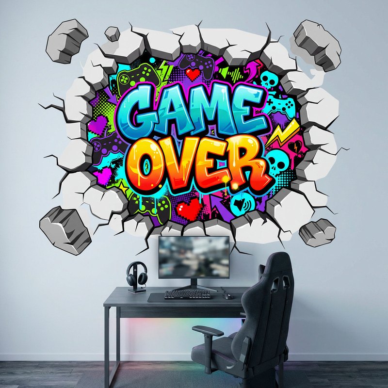 Wall Stickers: Wall Hole Game Over Gamer