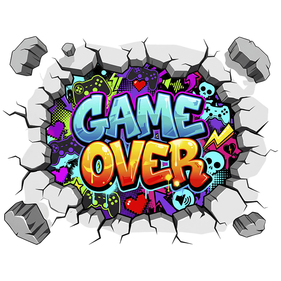 Wall Stickers: Wall Hole Game Over Gamer