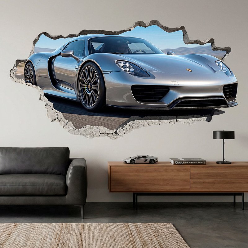 Wall Stickers: Wall Hole Porsche 918 Spyder