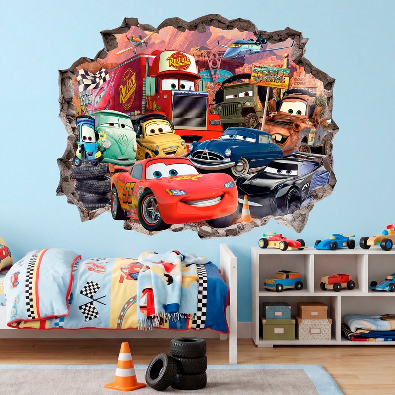 Stickers for Kids: Wall Hole Cars Lightning McQueen and Friends