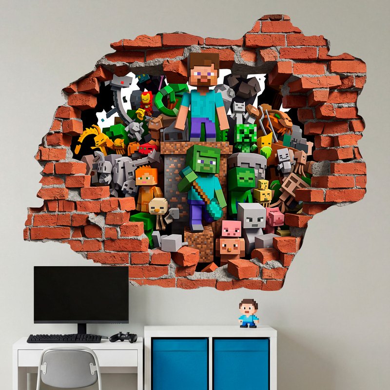Wall Stickers: Wall Hole Minecraft World