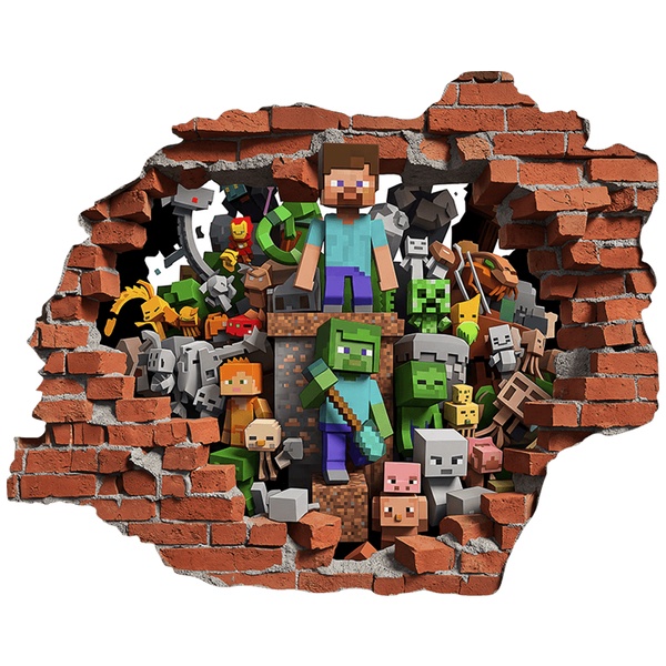 Wall Stickers: Wall Hole Minecraft World