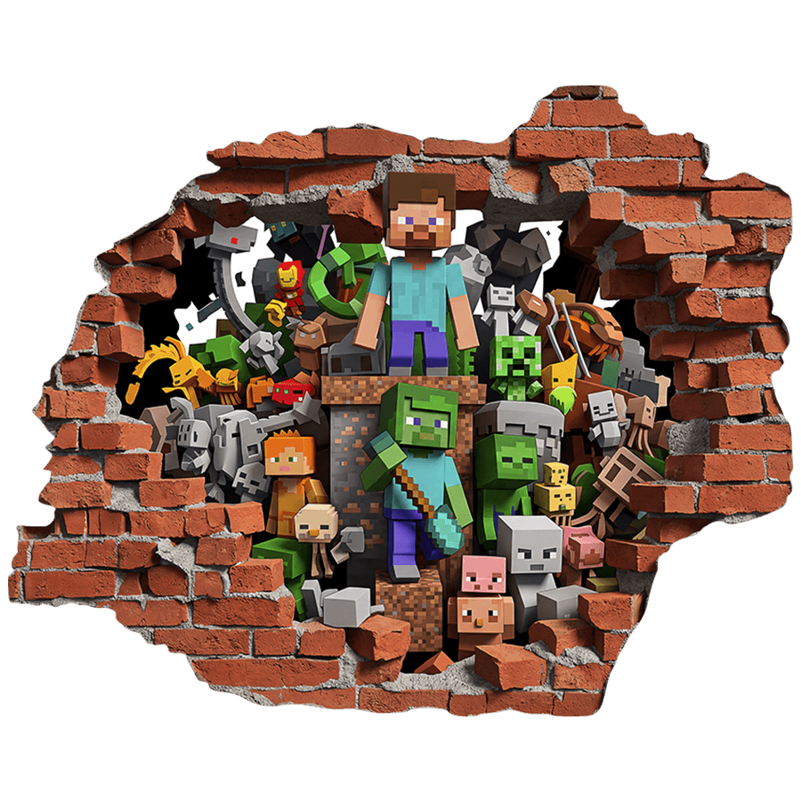 Wall Stickers: Wall Hole Minecraft World