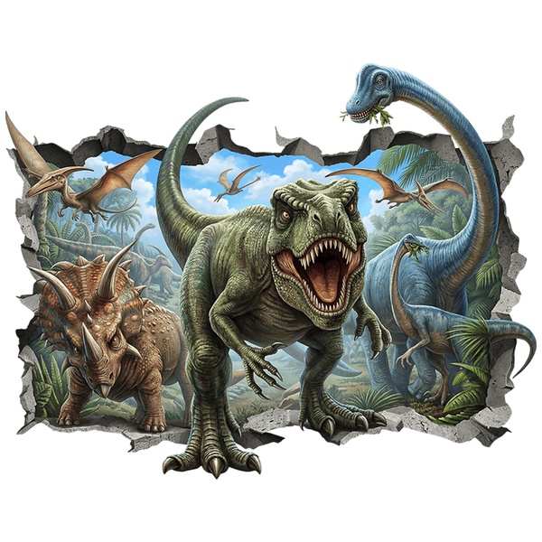 Stickers for Kids: Wall Hole T-Rex and Prehistoric Dinosaurs