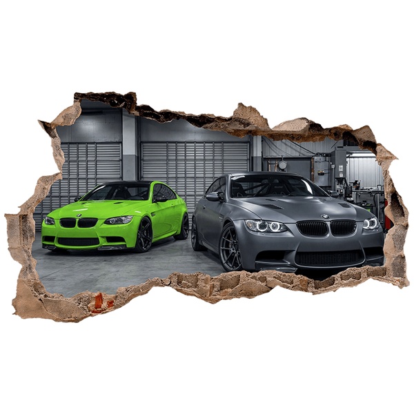 Wall Stickers: Wall Hole BMW Sports Cars in the Garage