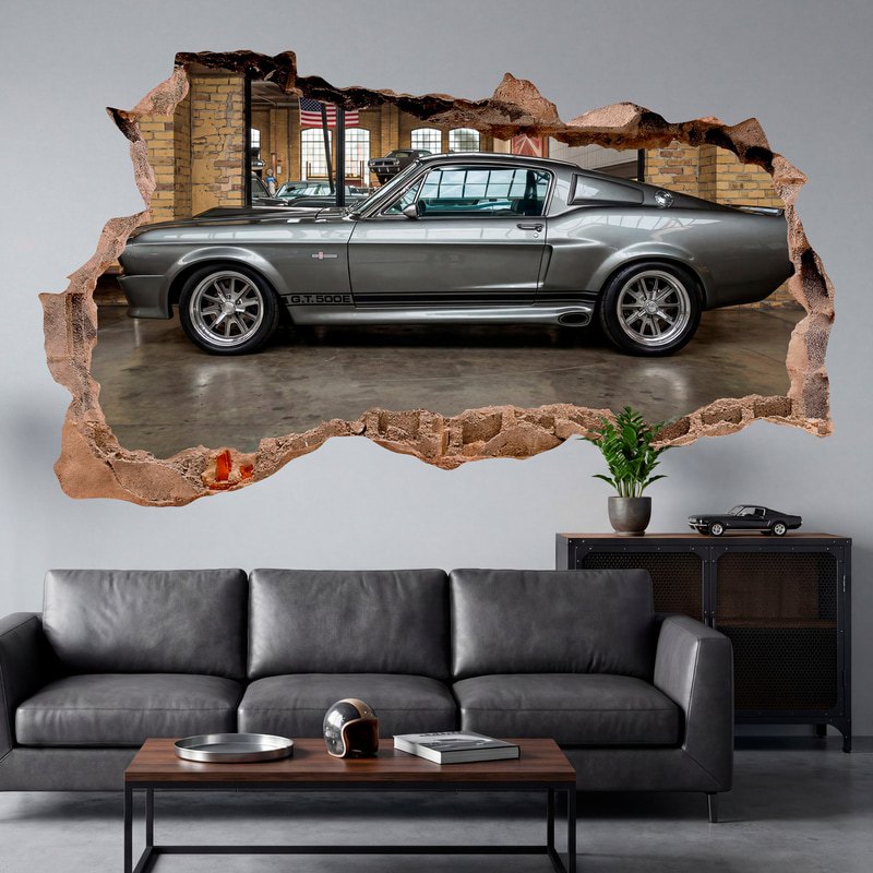 Wall Stickers: Wall Hole Ford Mustang Eleanor