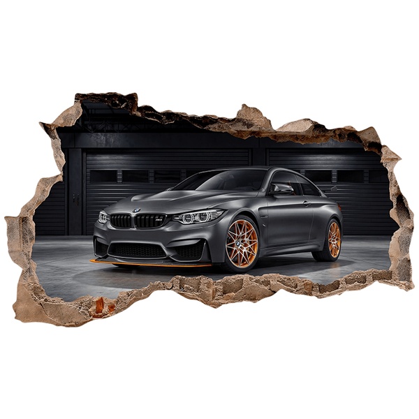 Wall Stickers: Wall Hole BMW M3 Sports Car in the Garage