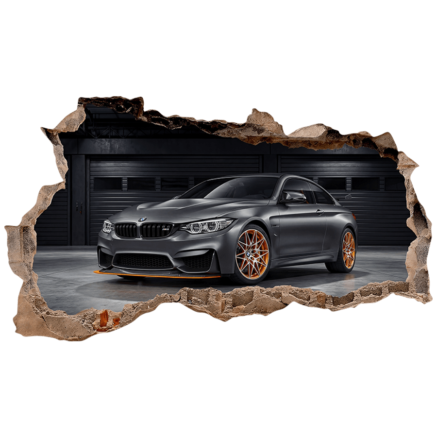 Wall Stickers: Wall Hole BMW M3 Sports Car in the Garage