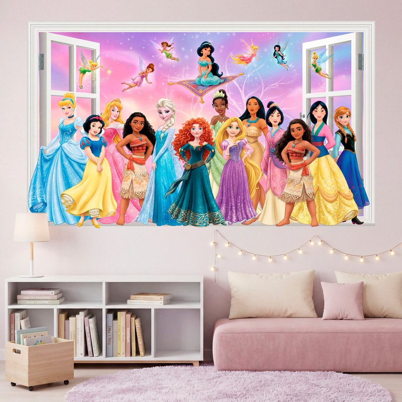 Stickers for Kids: Window to Fairy Tale Princesses with Magic Fairies