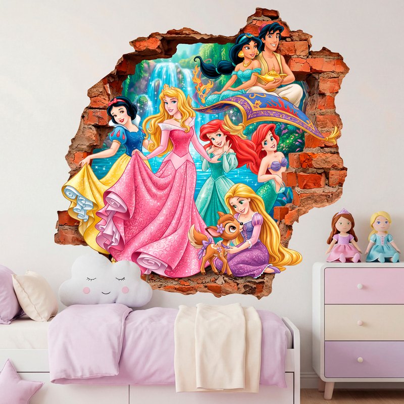 Stickers for Kids: Wall Hole Disney Princesses and Aladdin