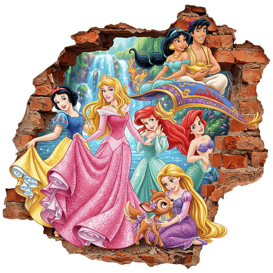 Stickers for Kids: Wall Hole Disney Princesses and Aladdin