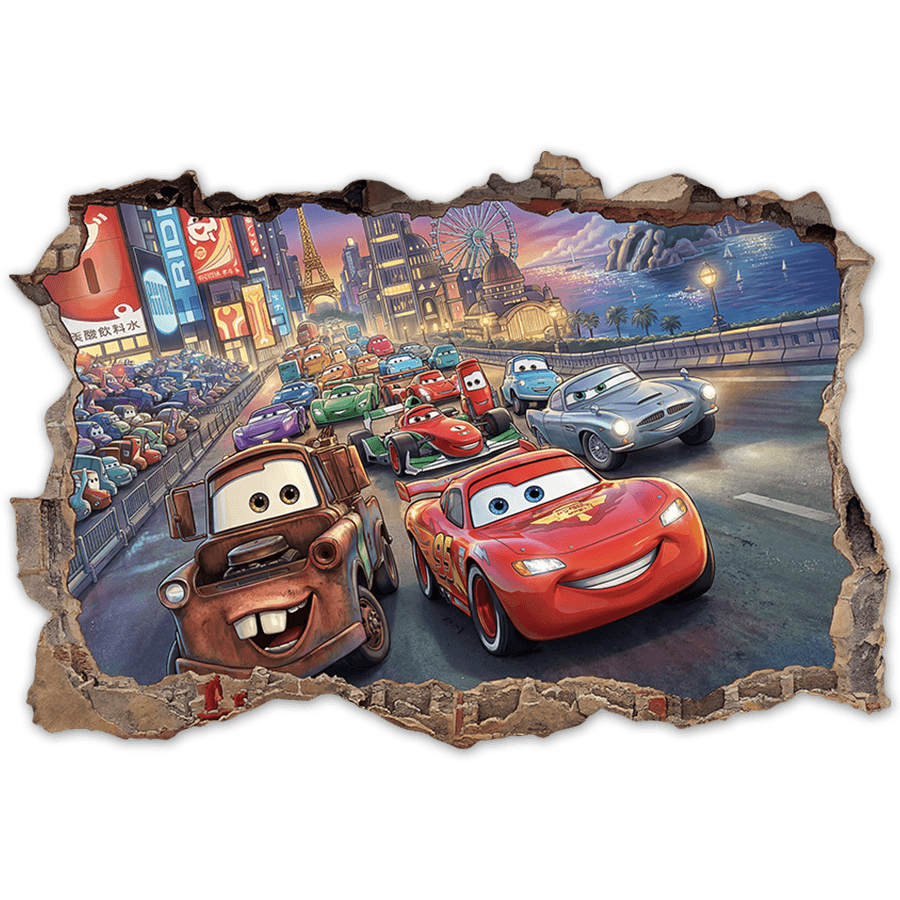 Stickers for Kids: Wall Break Pixar Cars Car Race