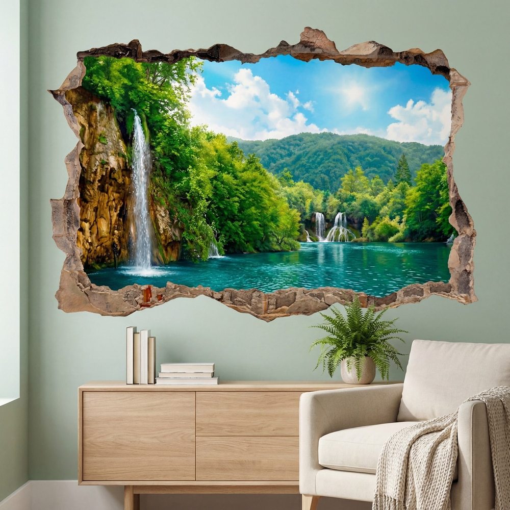 Wall Stickers: Natural Waterfalls Lake Wall Break