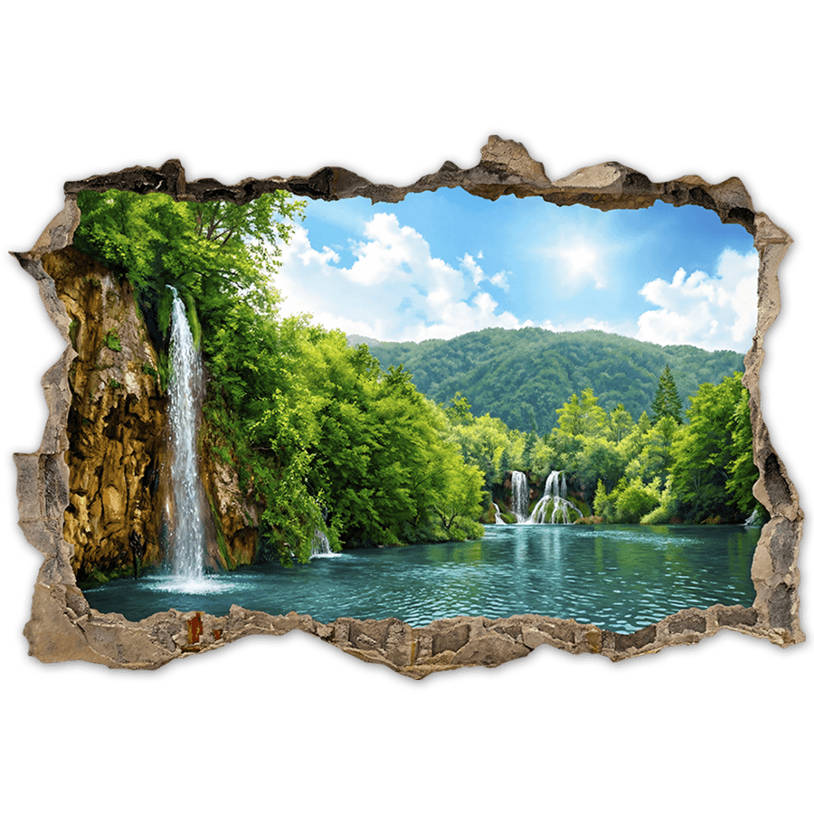 Wall Stickers: Natural Waterfalls Lake Wall Break