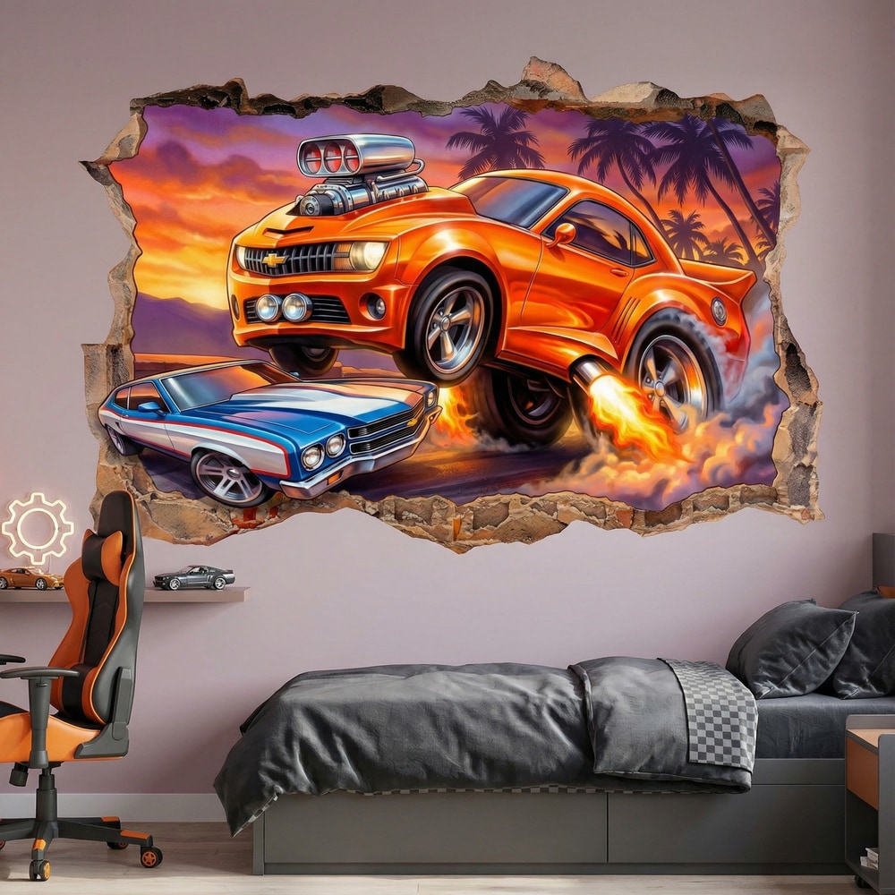 Stickers for Kids: Muscle Cars Action Wall Break