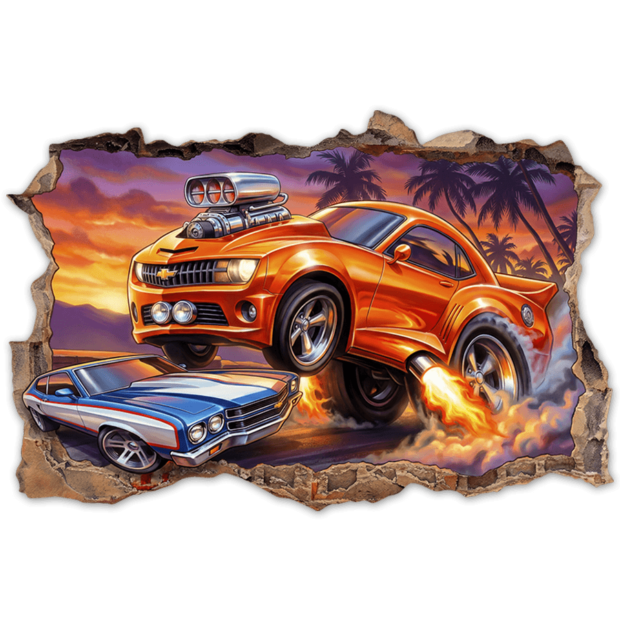 Stickers for Kids: Muscle Cars Action Wall Break