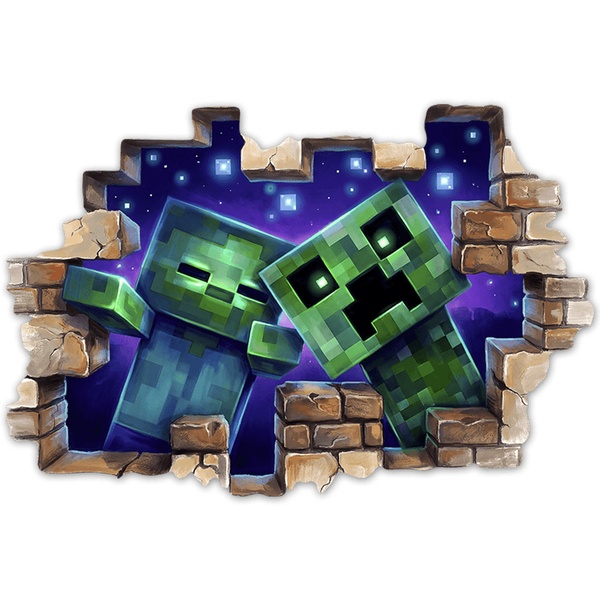 Wall Stickers: Minecraft-Style Wall Break Zombies & Creeper