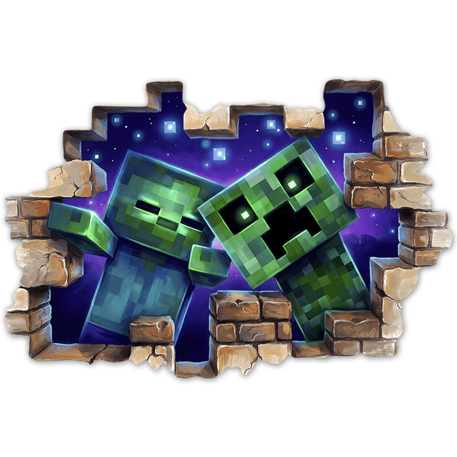 Wall Stickers: Minecraft-Style Wall Break Zombies & Creeper