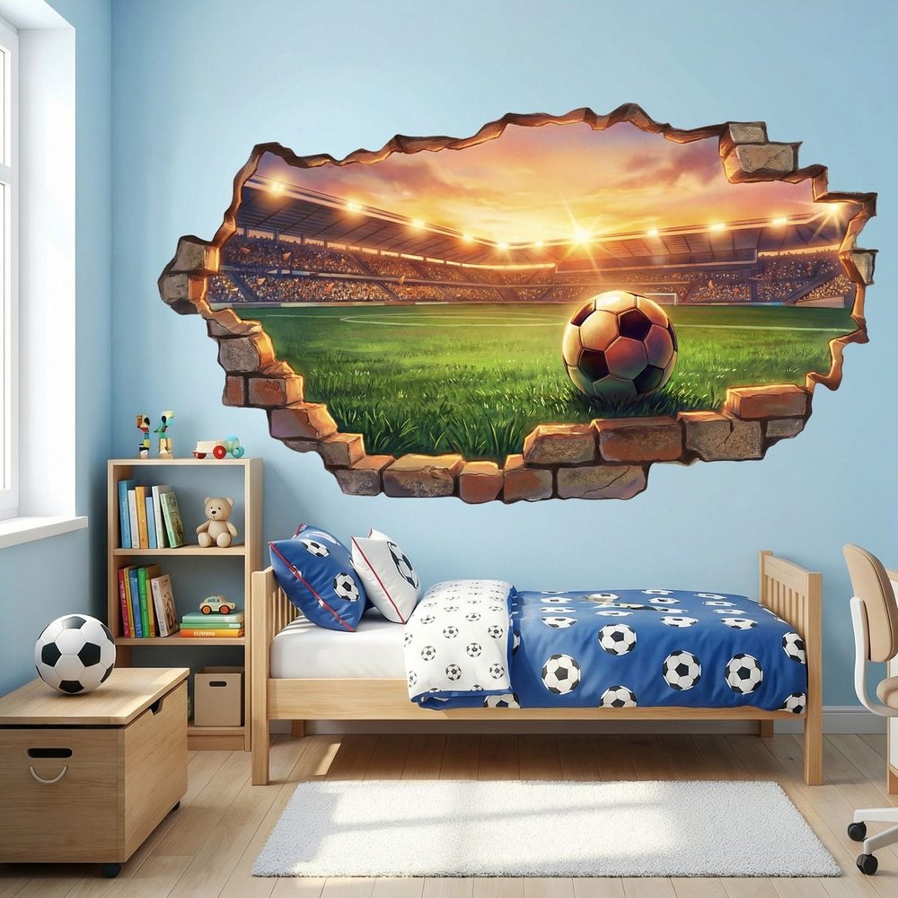 Wall Stickers: Wall Break Football Stadium Ball