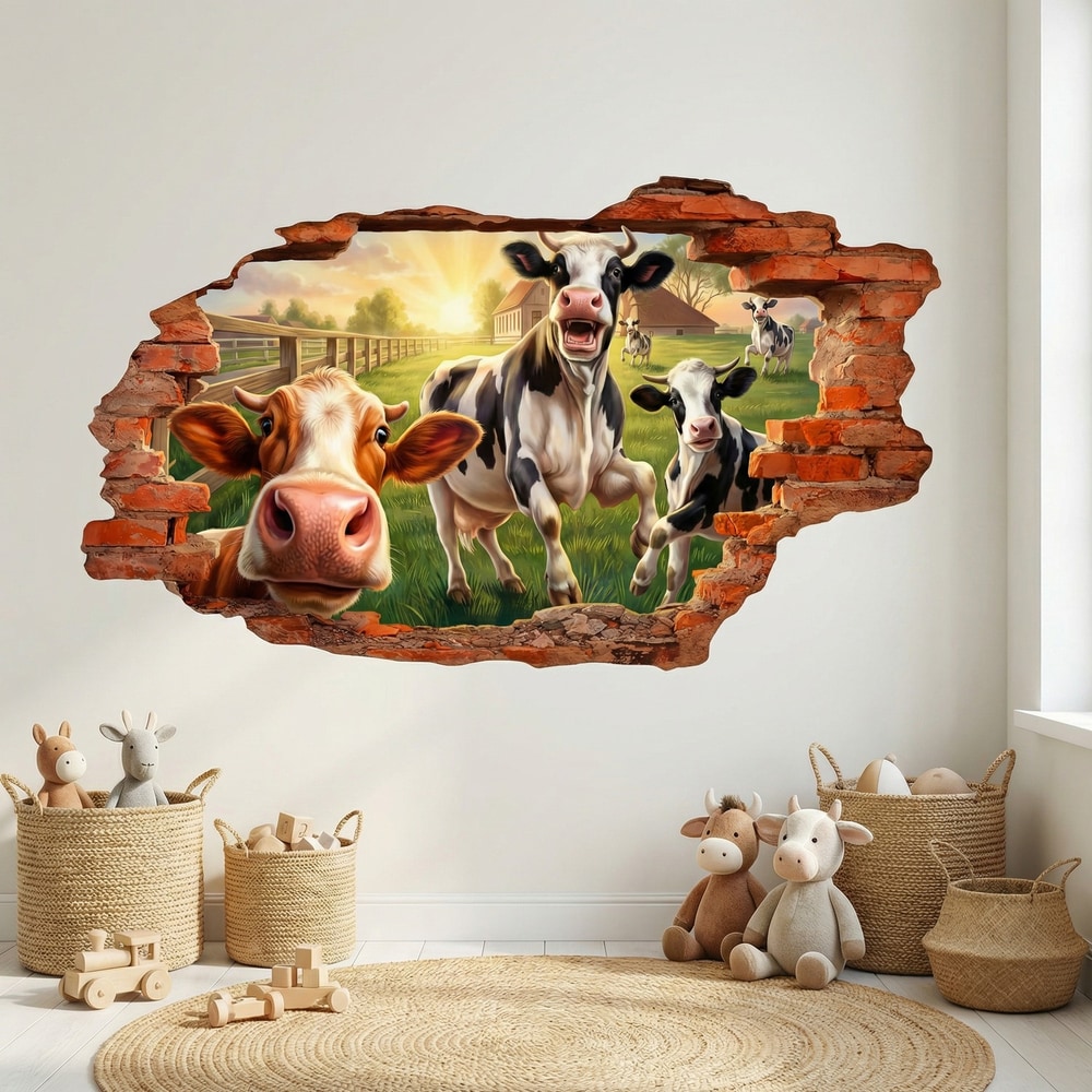 Wall Stickers: Wall Break Farm Cows